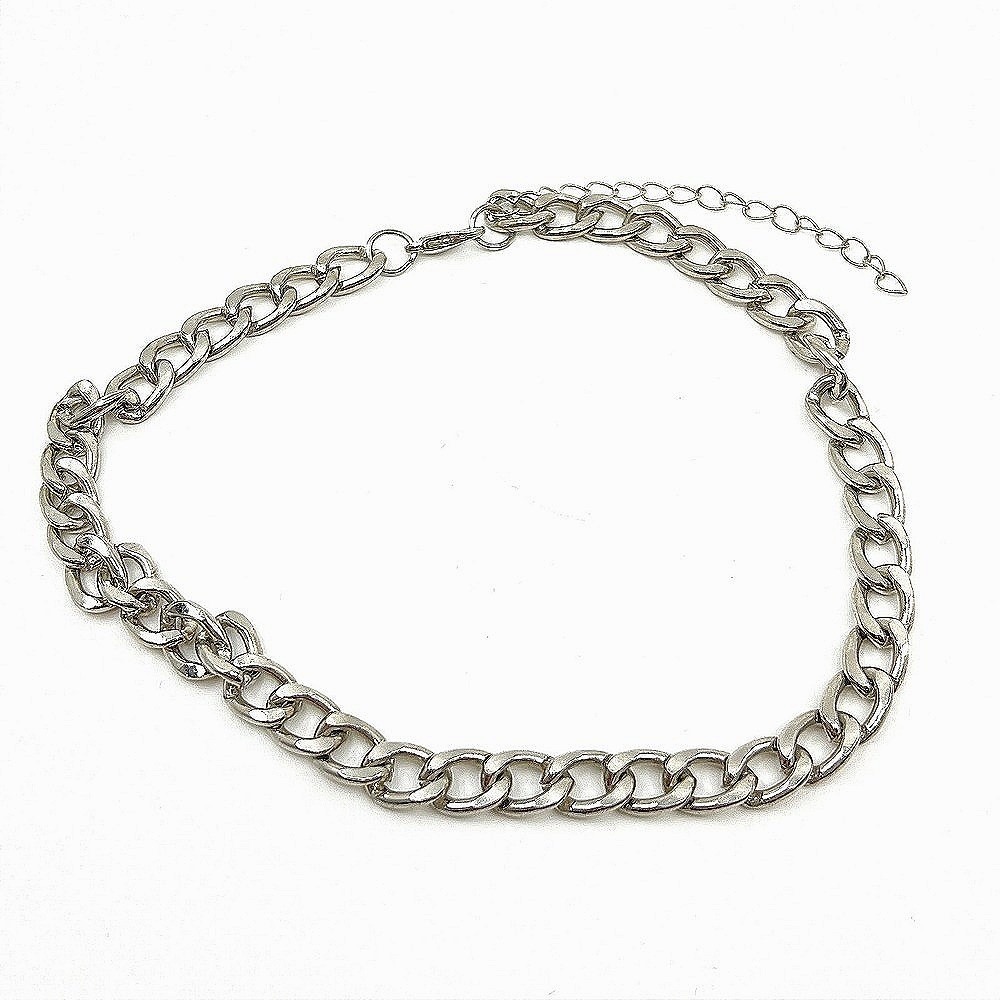 Vintage Y2K Silver Tone Chunky Curb Chain Lobster Grunge Aesthetic Bracelet Boho